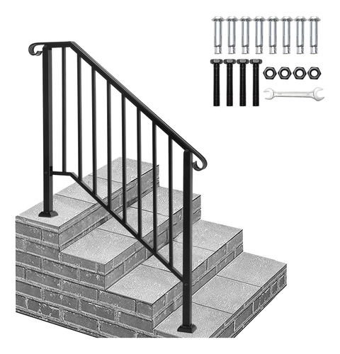 1 Pasamano Para Escalon Al Aire Libre Ajustabl Hierro 3 4