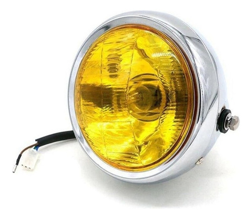 Faros De Motocicleta Lentes Cromadas Ámbar Amarillo Café Cus