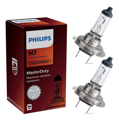 Kit X2 Lamparas Philips H7 Masterduty 24v 70w Camiones
