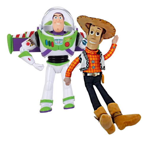 Toy Story  X2 Buzz Lightyear Luz + Woody Peluche 