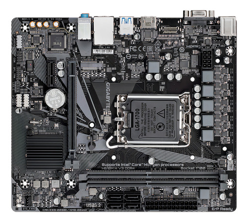 Placa madre Gigabyte H610m H, Intel de 12.ª y 13.ª generación, Lga1700, color gris