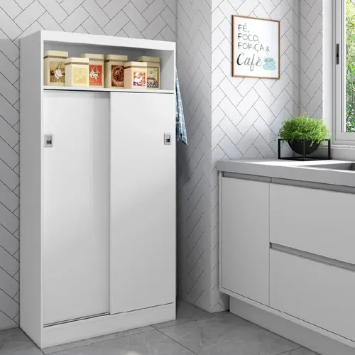 Armário Utilitário Cozinha 2 Portas Branco Carraro Branco