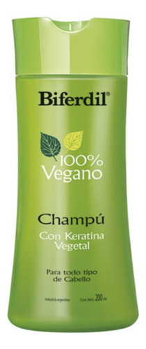 Biferdil Shampoo 100 % Vegano Con Keratina Vegetal 200ml