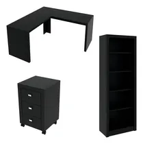 Comprar Conjunto Home Office 6 Peças Com 2 Mesa Em L, 2 Gaveteiros Cor Preto