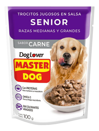Alimento Master Dog Alimento Húmedo Sachet Master Dog  Para Perro Adulto De Raza Mediana Sabor Carne En Sobre De 100g