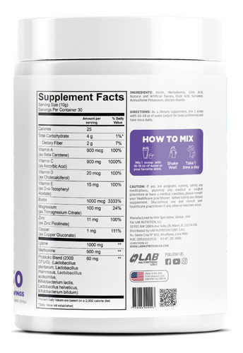 Multivitamin Immunity Booster Lab Nutrition Acai Mango 30