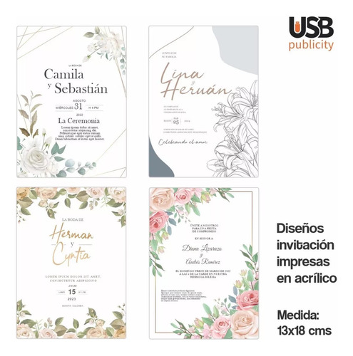 Tarjeta Invitacion Matrimonio Cumpleaños Quinceañera Pack 60
