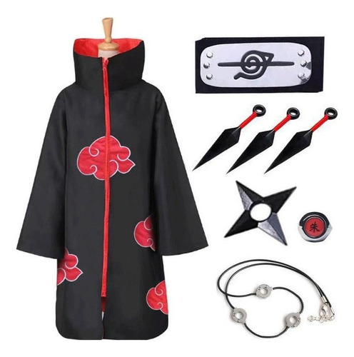 Festival Cosplay Capa Akatsuki+accesorios Kit Naruto Itachi