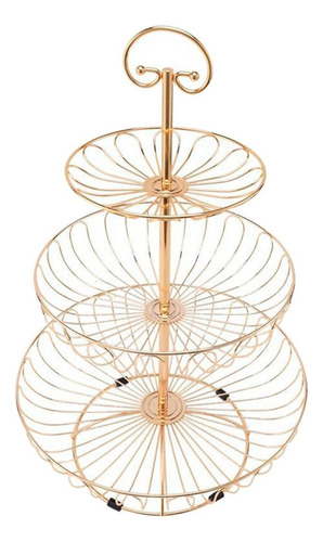 3 Niveles De Encimera Redonda Fruta Pan Alambre Cesta
