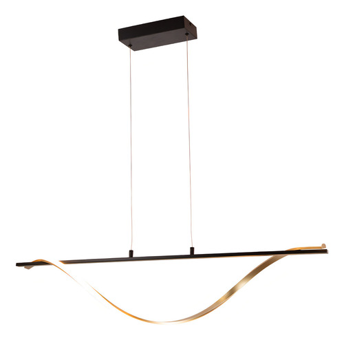 Lámpara Colgante Led 3000k, Acabado Negro Mate Y Oro, 24w