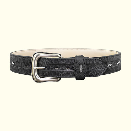 Cinturón De Piel Artesanal Hombre Establo Modelo 108 Color Negro Talla 30