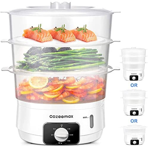 13.7qt Electric Food Steamer For Cooking, 3 Tier Vegeta...