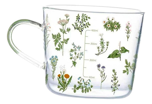 Taza De Cristal Impresa Clara Grande, Tazas De Leche, Jugo