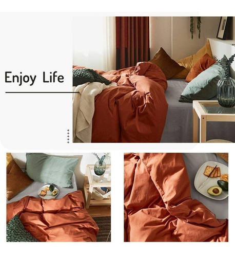 Imagen 7 de 9 de Ropa De Cama Color Caramelo Funda Nórdica Full Queen C...