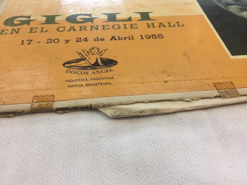 Gigli En El Carnegie Hall Disco Vinilo Lp Discos Angel 1955 (Usado)
