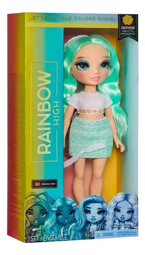 Rainbow High Muñeca de Moda Daphne Minton Verde Claro - Con Ropa Mix & Match, Tacones, Cepillo para el Pelo y Accesorios de Moda Coleccionables