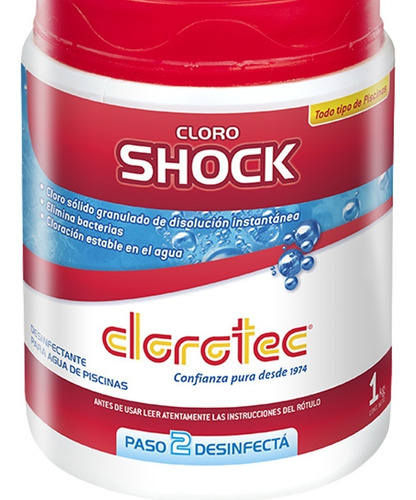 Imagen 1 de 9 de Cloro Shock Instantáneo Clorotec Piscinas Pintadas X 1 Kg