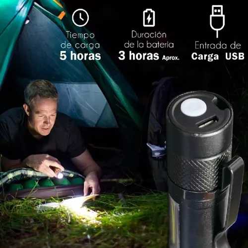 Mini Linterna Led Recargable Usb Tactica Portátil Zoom