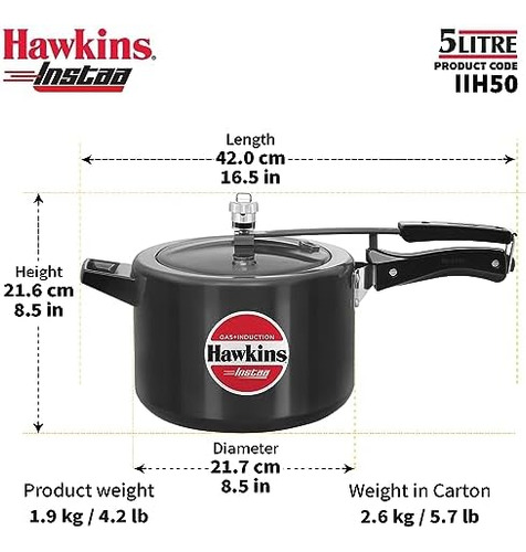 Cooker A Presión Instaa De 5 Litros De 5 Litros, Cocina De