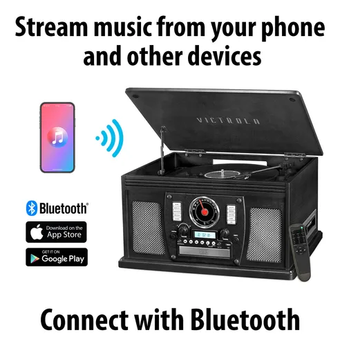 Reproductor 8 En 1 Bluetooth Tocadiscos 3 Velocidades Café O