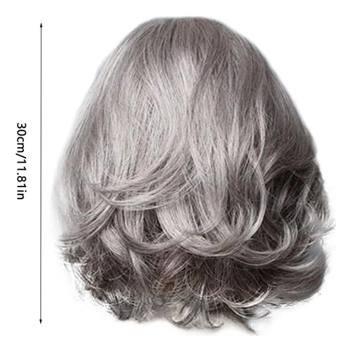 2025 Peruca Feminina Q Fashion, Cabelo Sintético Cinza,