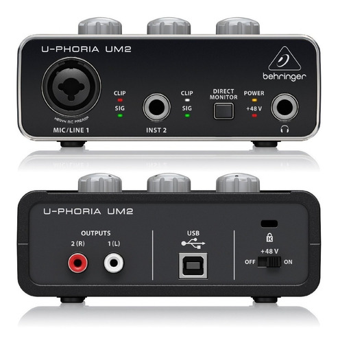 Placa Behringer Um2 De Sonido Externa Interfaz Home Estudio