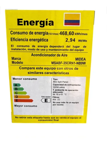 Aire Acondicionado Midea 36000 Btu Mini Split Convencional