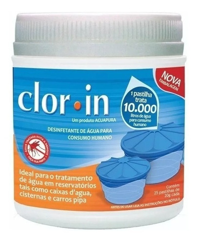 Cloro Caixa D'água Pastilha 25x20g Clorin 10000l Potável 407