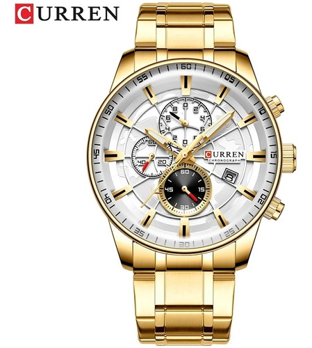 Relógio De Pulso Masculino Curren Quartz, Dourado