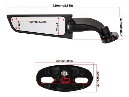 Retrovisor Ms 2 Espejo Para Bajaj Pulsar Rs200 New