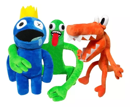 Kit 3 Pelúcia Boneco Azul Babão, Verde e Laranja Roblox Rainbow Friends