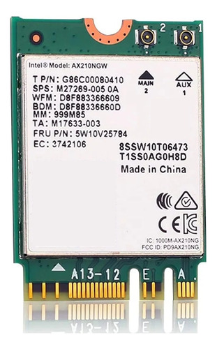 Placa Wifi 6 Ax210 2.4ghz 5ghz 6ghz Ax210ngwbt 5.2 2400mbps