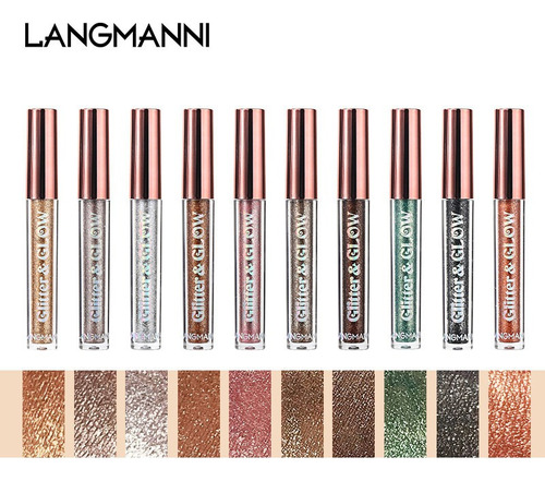 Conjunto De Sombras Líquidas Langmanni Diamond Glitter 1