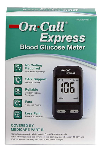 On Call Express - Kit De Prueba De Diabetes - Medidor De Glu