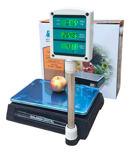 Balanza 40kg Comerciales 220v Recargable Peso Máximo 40kg Blanco O Negro Según Stock Disponible