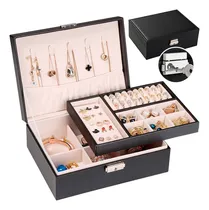 Comprar Estuche Organizador Alhajero Para Joyas Anillos Bijouterie Color Negro