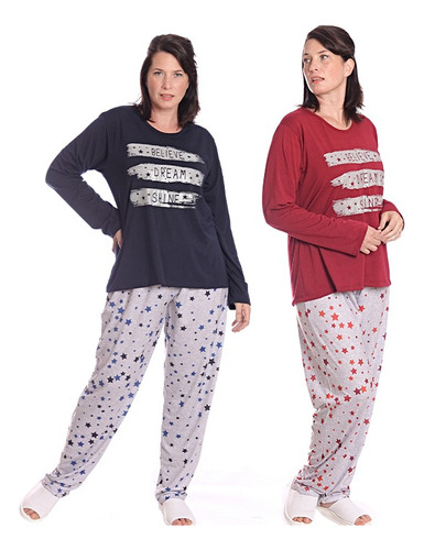 Pack X2 Pijama De Mujer Talles Grandes Invierno Art. 885