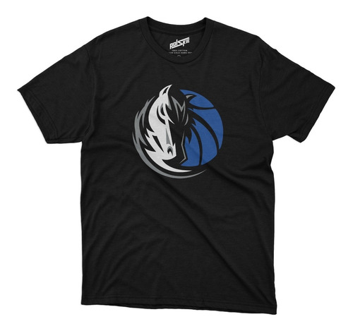 Remera Basket Nba Dallas Mavericks Negra Logo Completo 