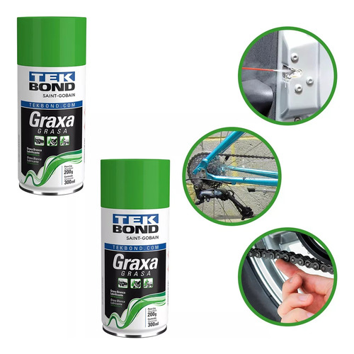 Kit Com 2 Graxas Branca Multiuso Tek Bond 300ml 200g
