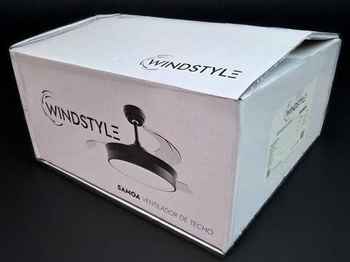 Ventilador De Techo Retráctil Windstyle Premium C/ Control Cantidad De Aspas 3 Estructura Negro Aspas Transparente Diámetro 1.06 M Material De Las Aspas Abs