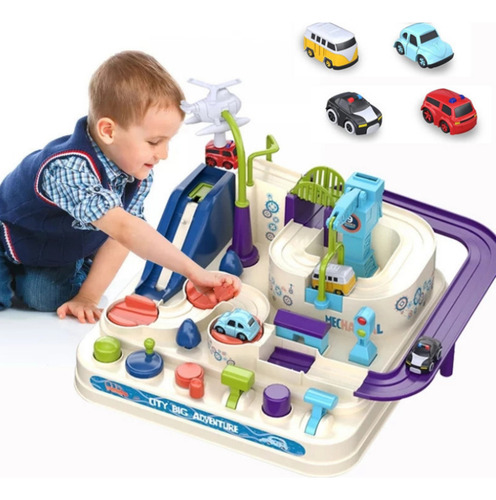 Juguete Educativo Infantil Modelo Pista De Carreras Con 4 Co