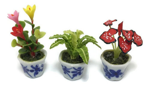 3pc Miniatura Flor Arcilla Dollhouse Jardin De Hadas Mini Pl