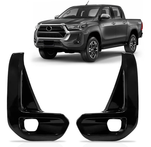 Par Moldura Milha Hilux 2021 2022 2023 Black Piano C/ Furo