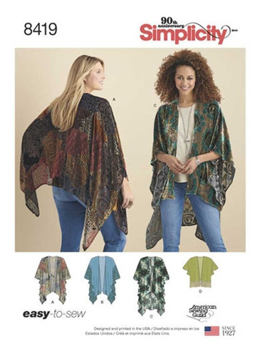 Simplicity Kimono Misse Costura Wrap Variacion Talla Xl