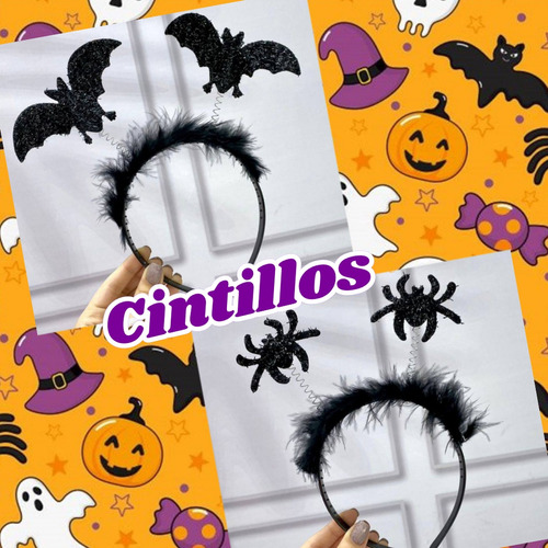 Cintillos Para Halloween Araña Y Murciélago 