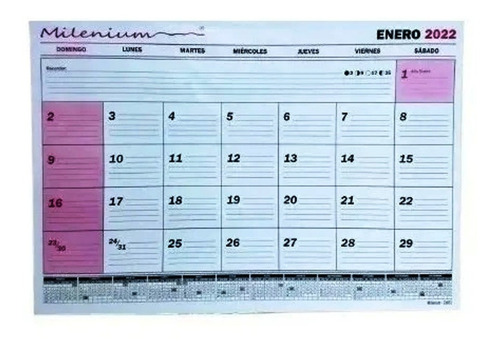 Imagen 2 de 2 de Calendario Milenium Planificador A5 16x23cm 2022