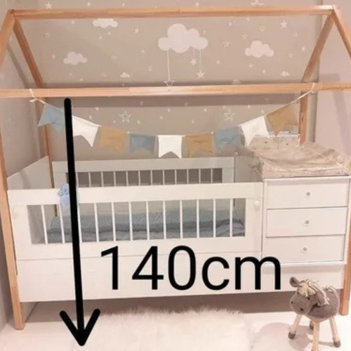 Imagen 5 de 10 de Cuna Cama Bebe Funcional Casita Montessori Colchon 80x140