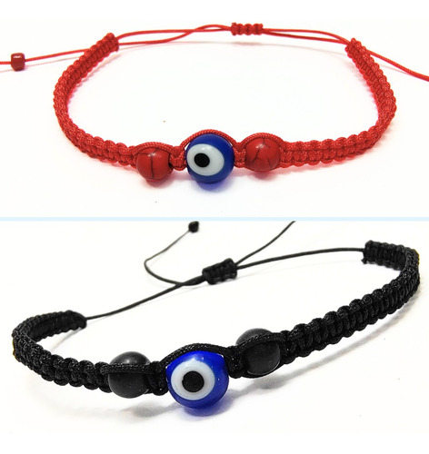 Pulseras Ojo Turco Pack X 10 Combinadas Negras Y Rojas
