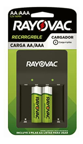 Rayovac, Cargador Para Pilas Recargables Aa/aaa, Negro/verde