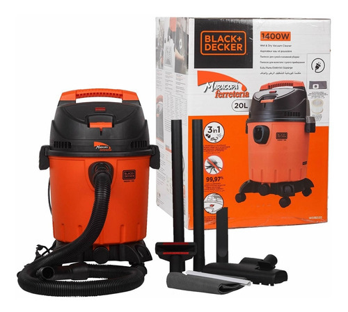 Aspiradora De Polvo Y Agua Black + Decker 1400w 20lts Bdwd20 Color Naranja